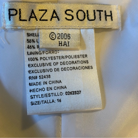 Vintage Plaza south off white linen blend midi dress w/ embellished jacket sz 16 - Picture 11 of 12